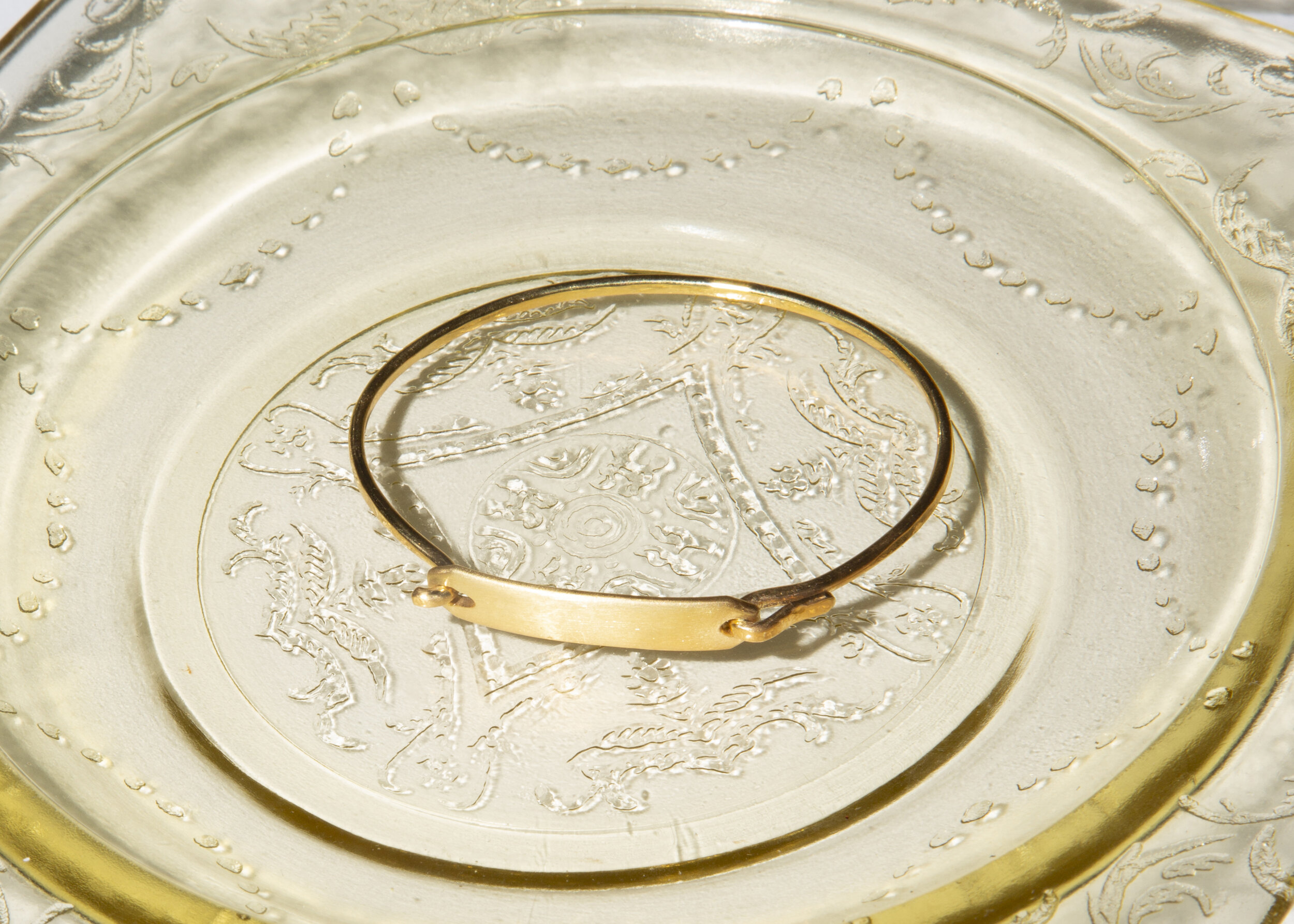 Gold Tone Identified Rigid Bar Bangle