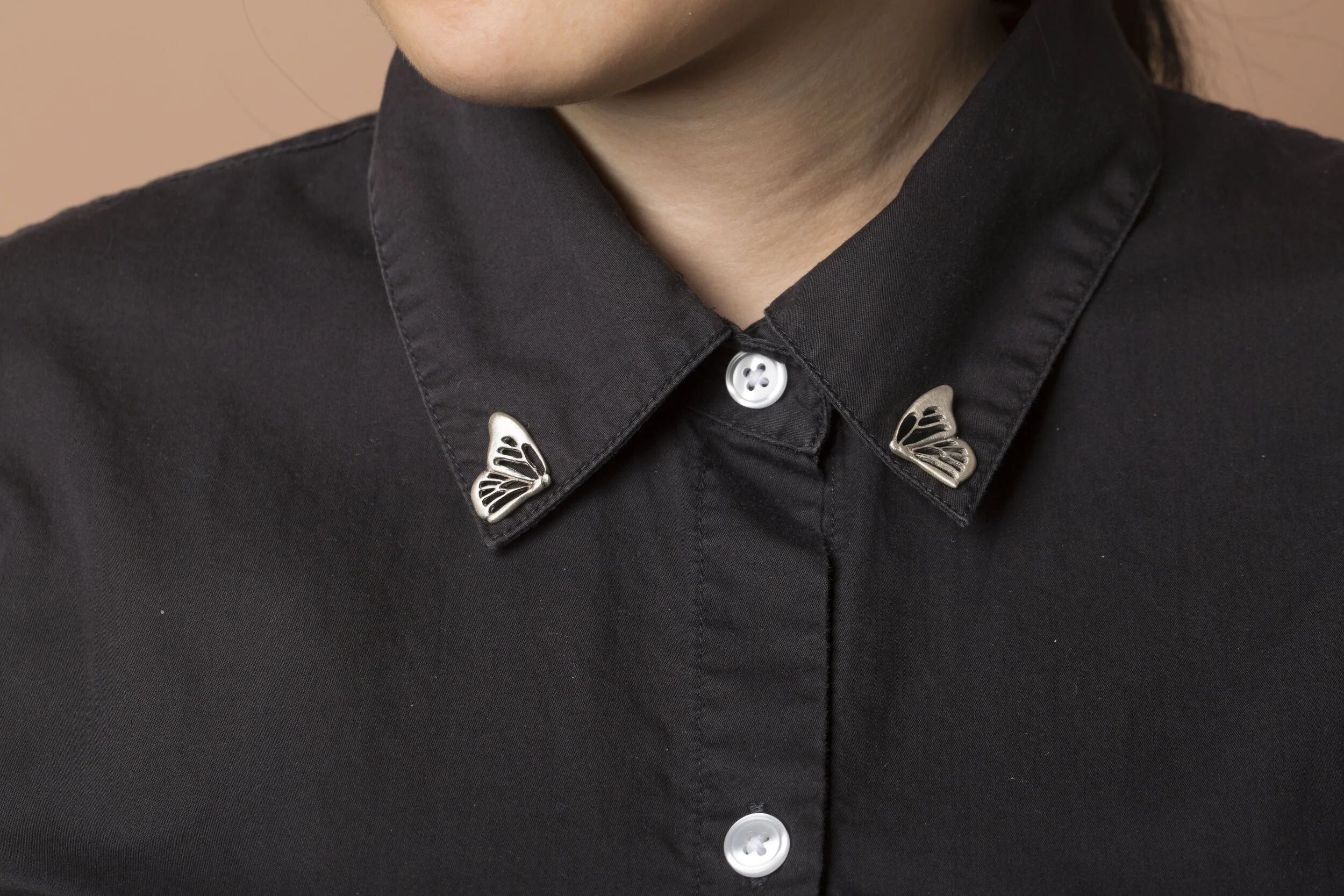 Sterling Silver Monarch Collar Pins