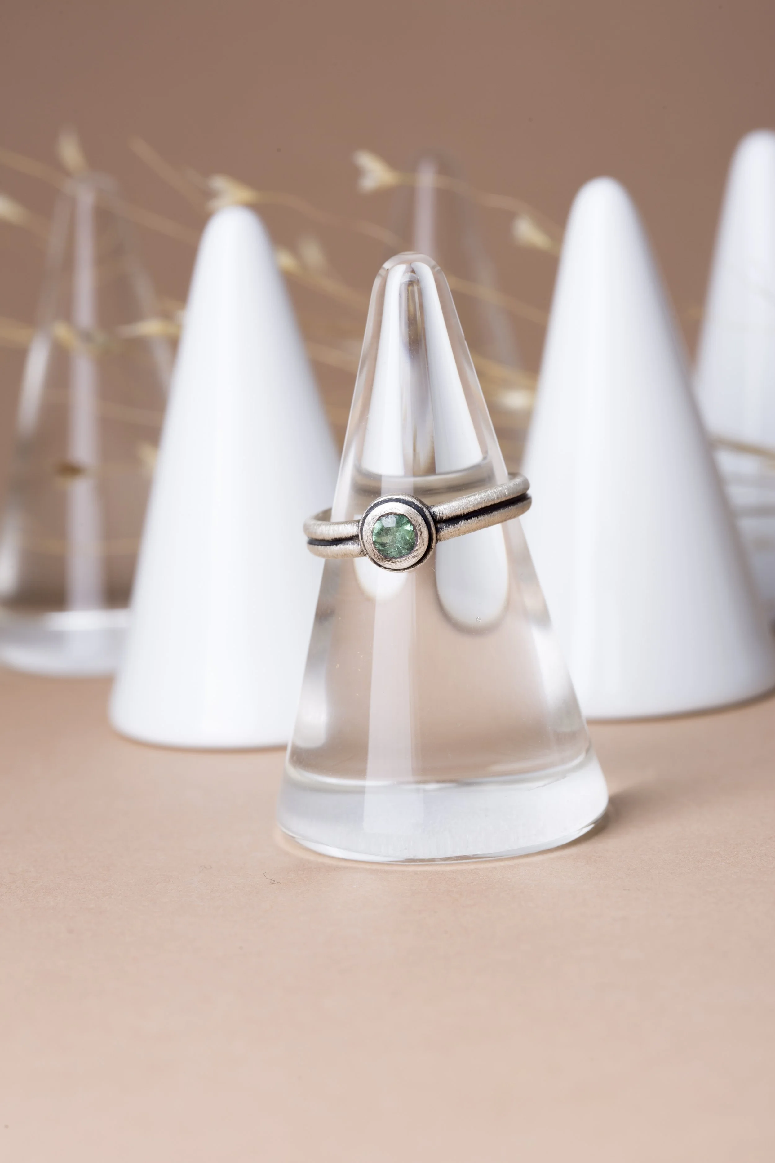 Sterling Silver Double Bezel in Tourmaline
