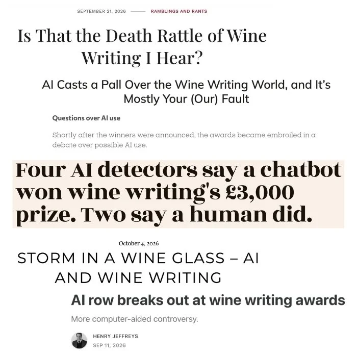 headlines in AI wine writing prize scandal