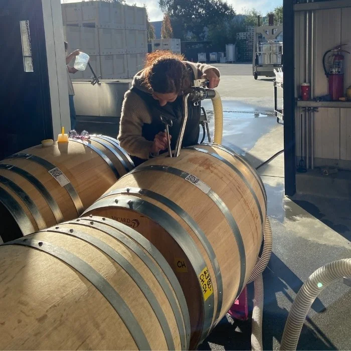 rackign chardonnay to barrel