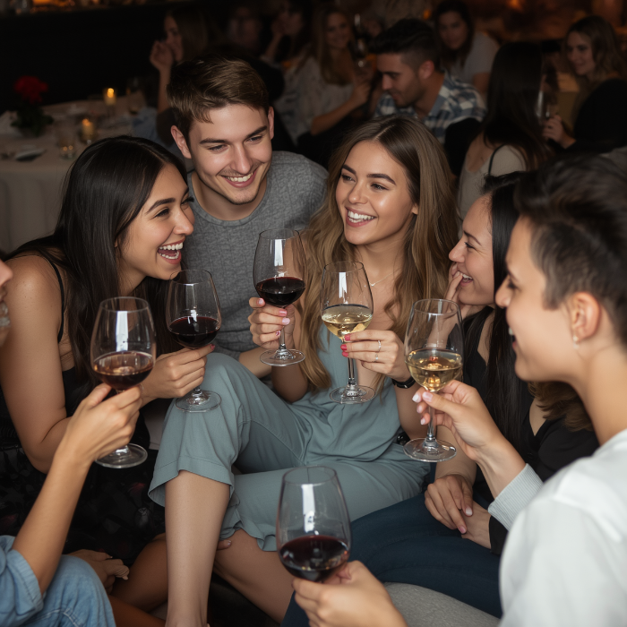 20 somethings enjoying a wine party