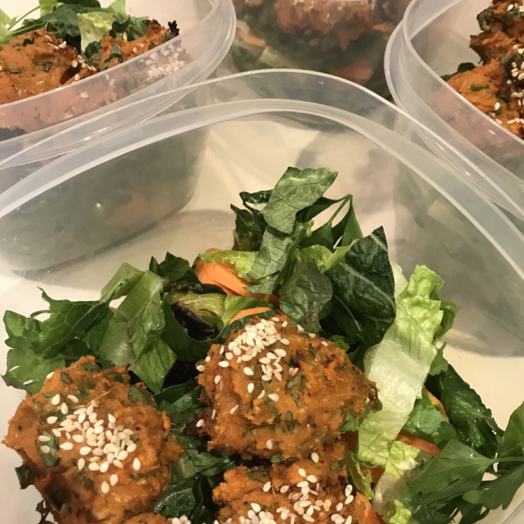 Sweet Potato Falafel Salads with Tahini Dressing