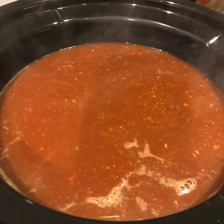 sauce over pork tenderloin, ready for an 8 hour bath