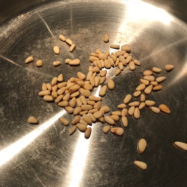 toasting pine nuts