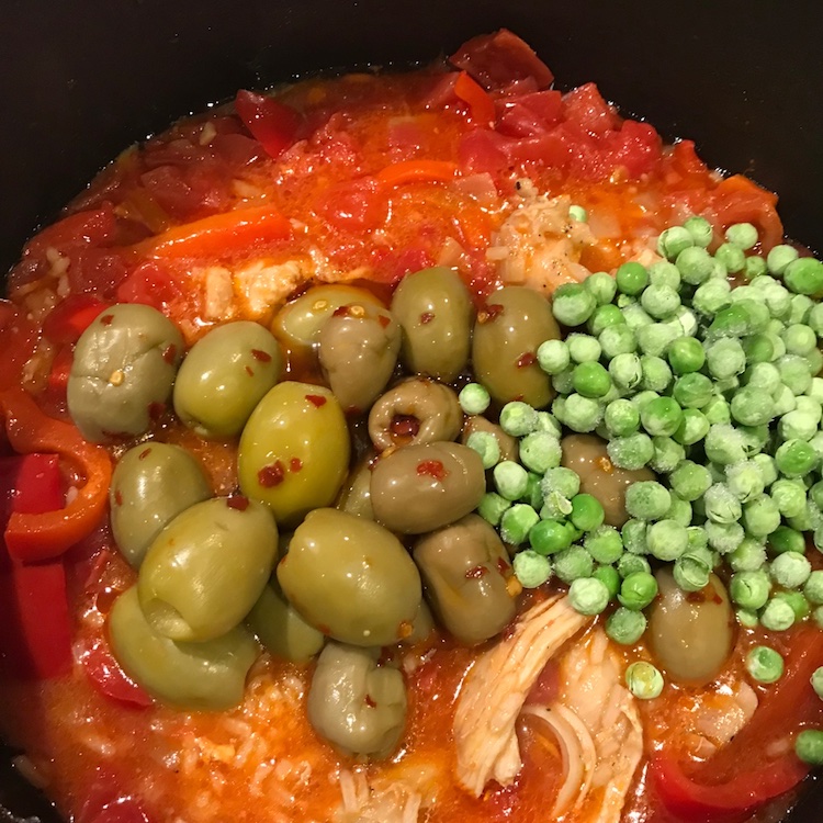 off the heat, I dropped these in  - I let the peas thaw in the stew!