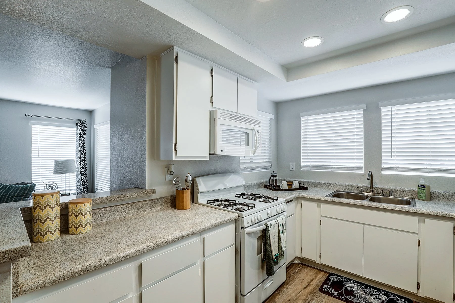 A two-bedroom model unit at Villagio, this image shows the kitchen. 
