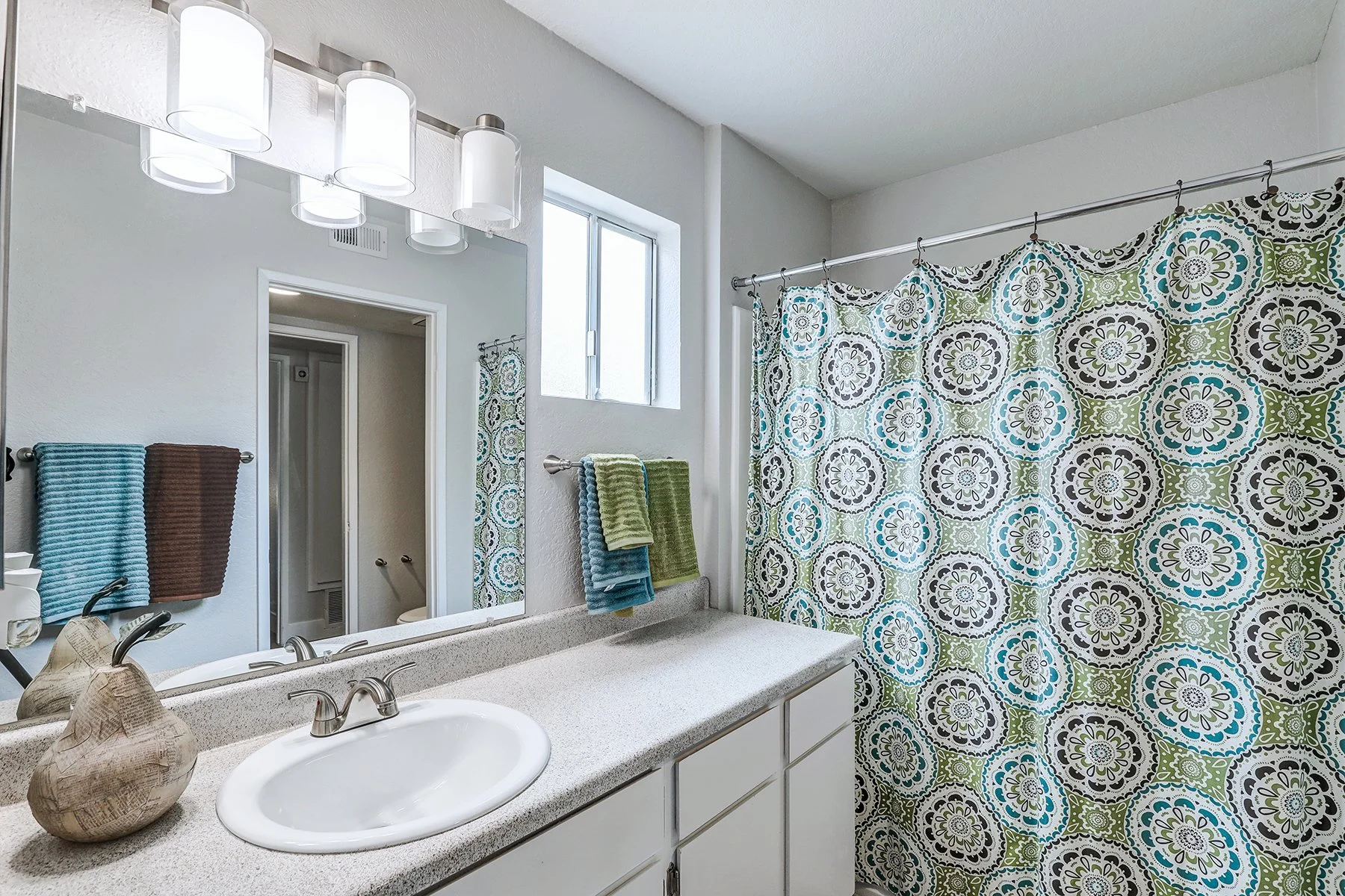 A two-bedroom model unit at Villagio, this image shows the bathroom. 
