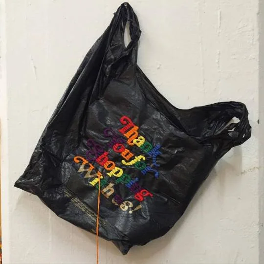 Hand-Embroidered Thank You For Shopping With Us Plastic Bag