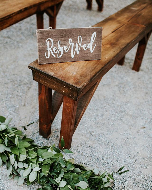 Who says benches are just for tables?! Our benches are perfect for that rustic feel during the ceremony too!