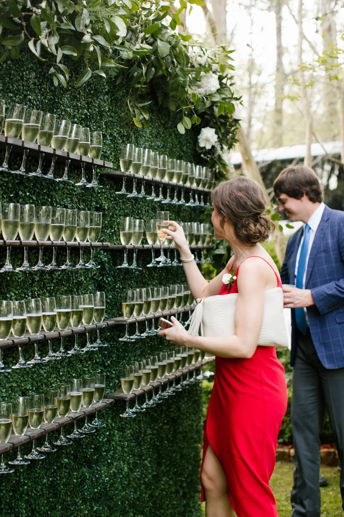 Wedding Champagne Greenery Wall in Las Vegas - Bloomingbelles Rentals