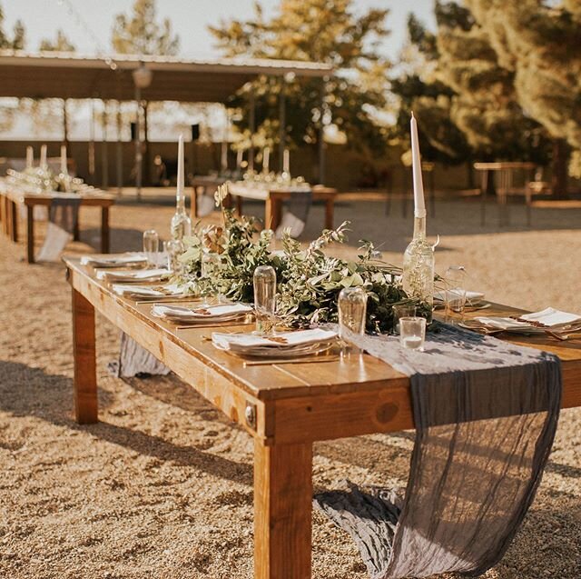 Our Farmhouse Banquet tables are gorgeous for an outdoor wedding! Reserve them today for your big day at bloomingbelles.com

#bloomingbellesrentals featured: Farmhouse Banquet Table, florals

Photo by @brittanylo_photo