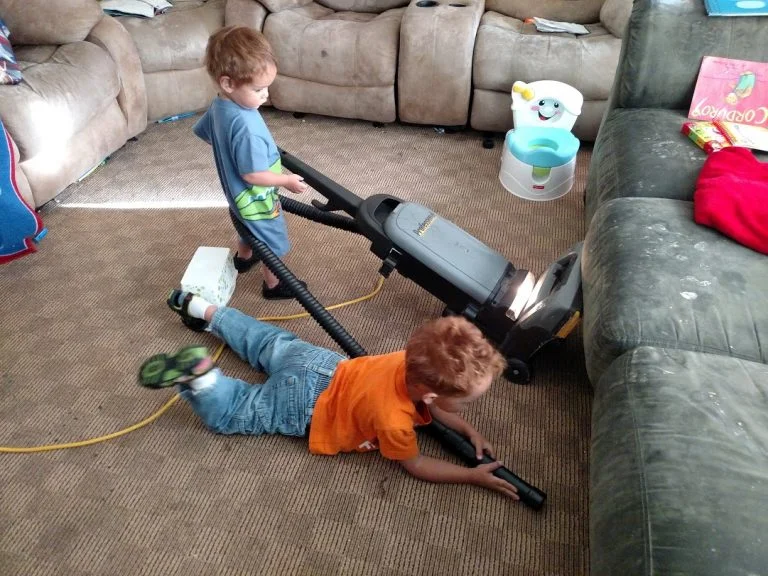 kids vacuuming