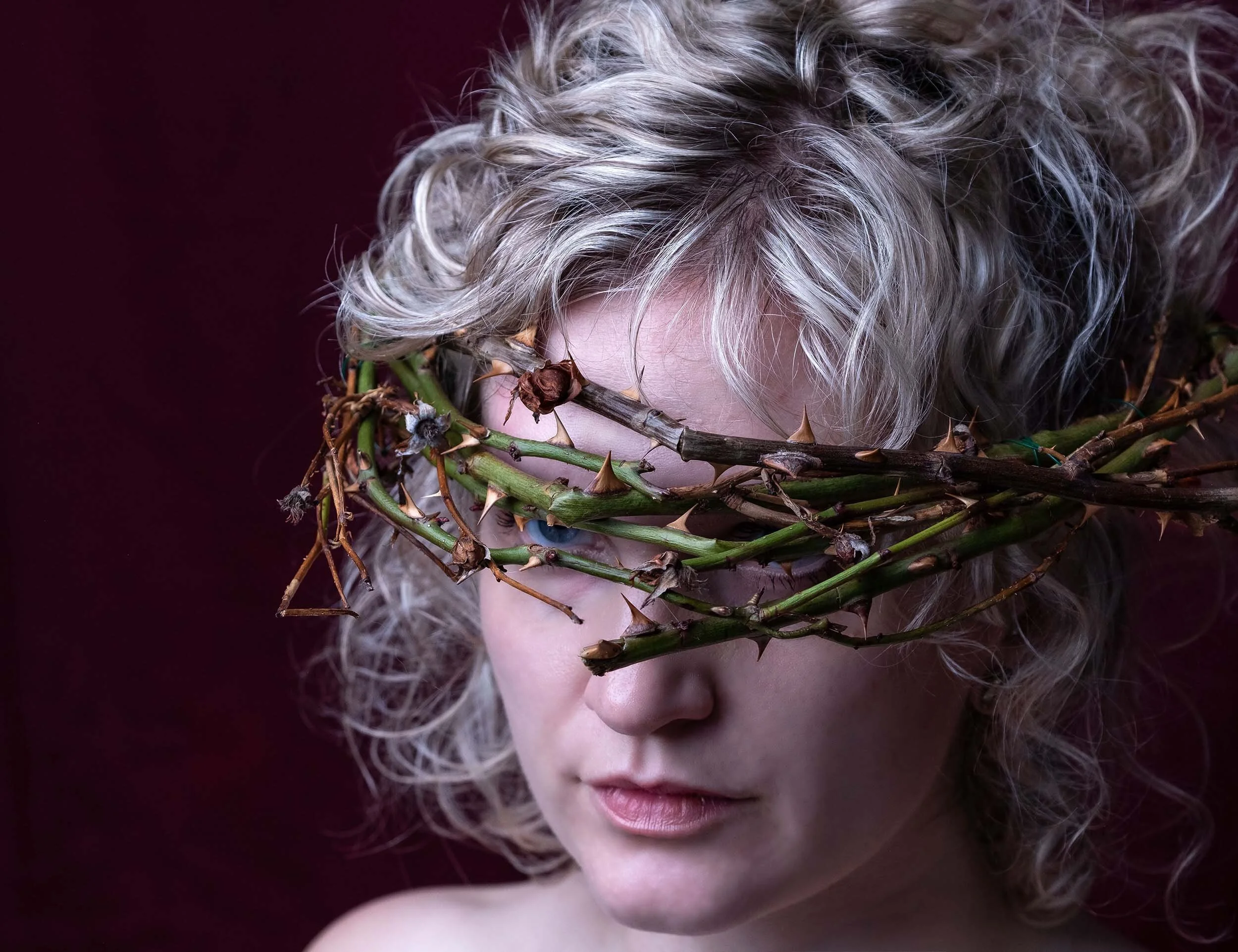  It's Easter, and instead of being with family, all we have is the news. I'm tired of watching the news. Isolation self-portrait, April 11, 2020. Laura Pedersen Photo 