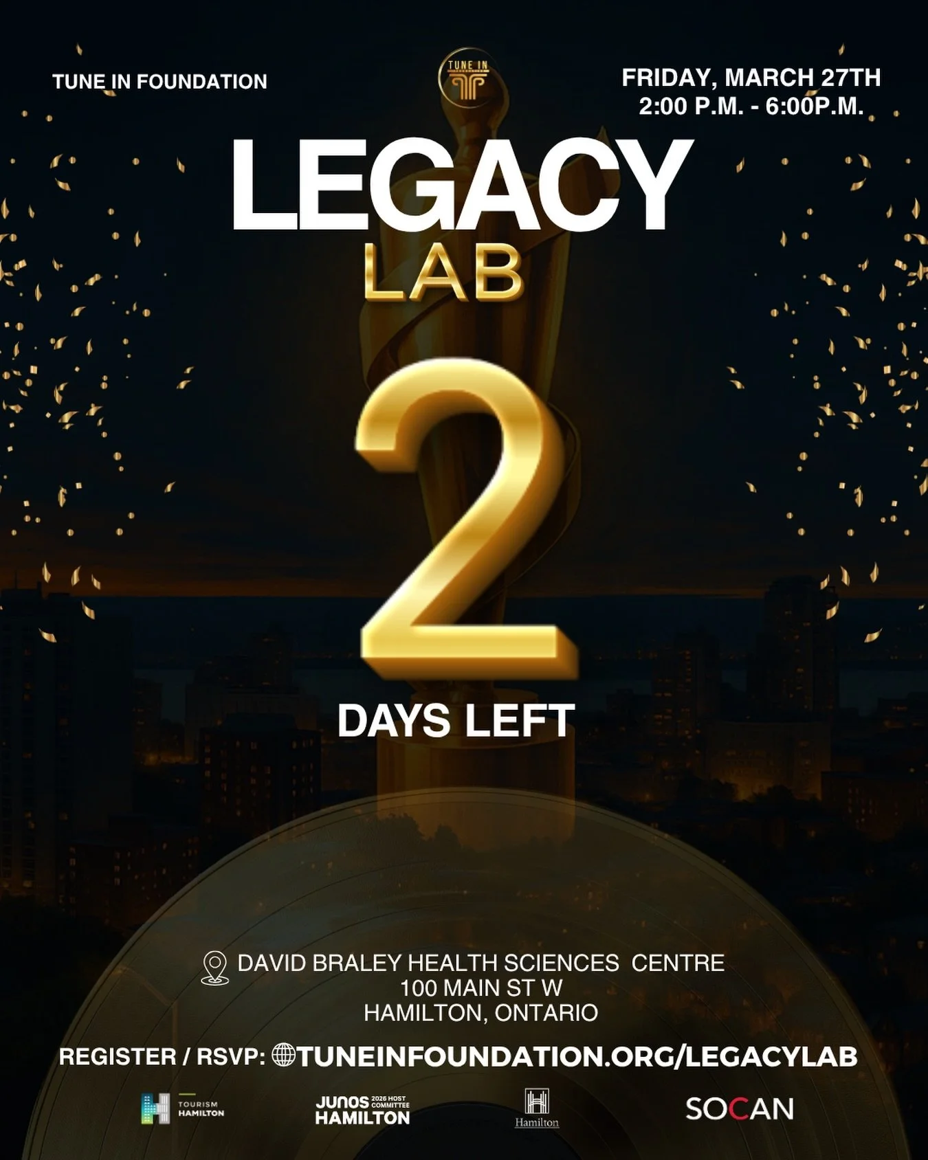 We are two days away! ⏰ 

If you&rsquo;ve been waiting for the right room to be in during JUNO Week, this is it. Legacy Lab is built for creators who want real traction, not just vibes.

Panels. Creator Clinics. Guided Networking. Mixer.
Friday, Marc