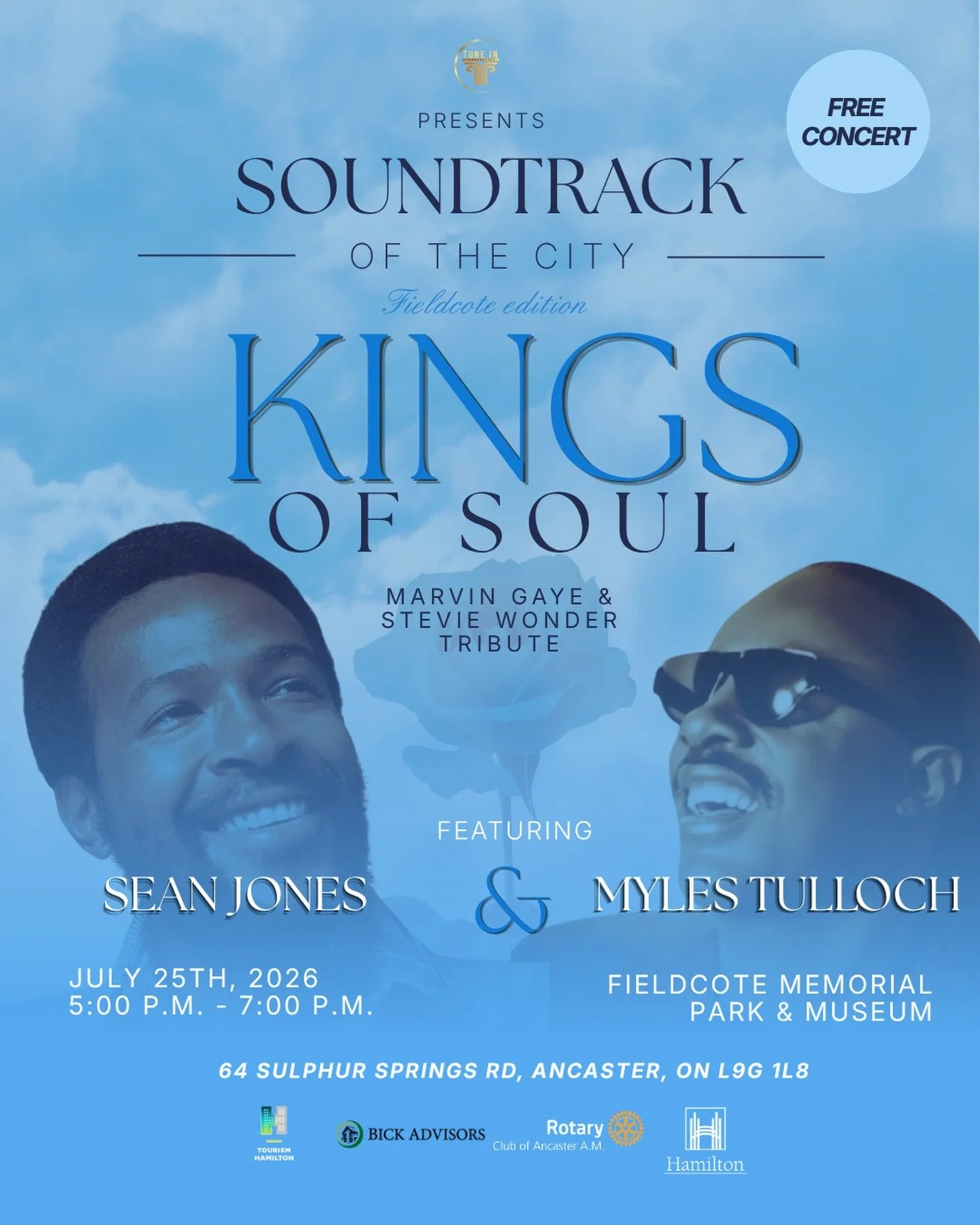 Two voices. Two legends. One unforgettable evening of soul. 🎶

Soundtrack of the City: Kings of Soul is coming to Fieldcote for a special tribute to the timeless music of Marvin Gaye and Stevie Wonder, featuring the incredible Sean Jones and Myles T