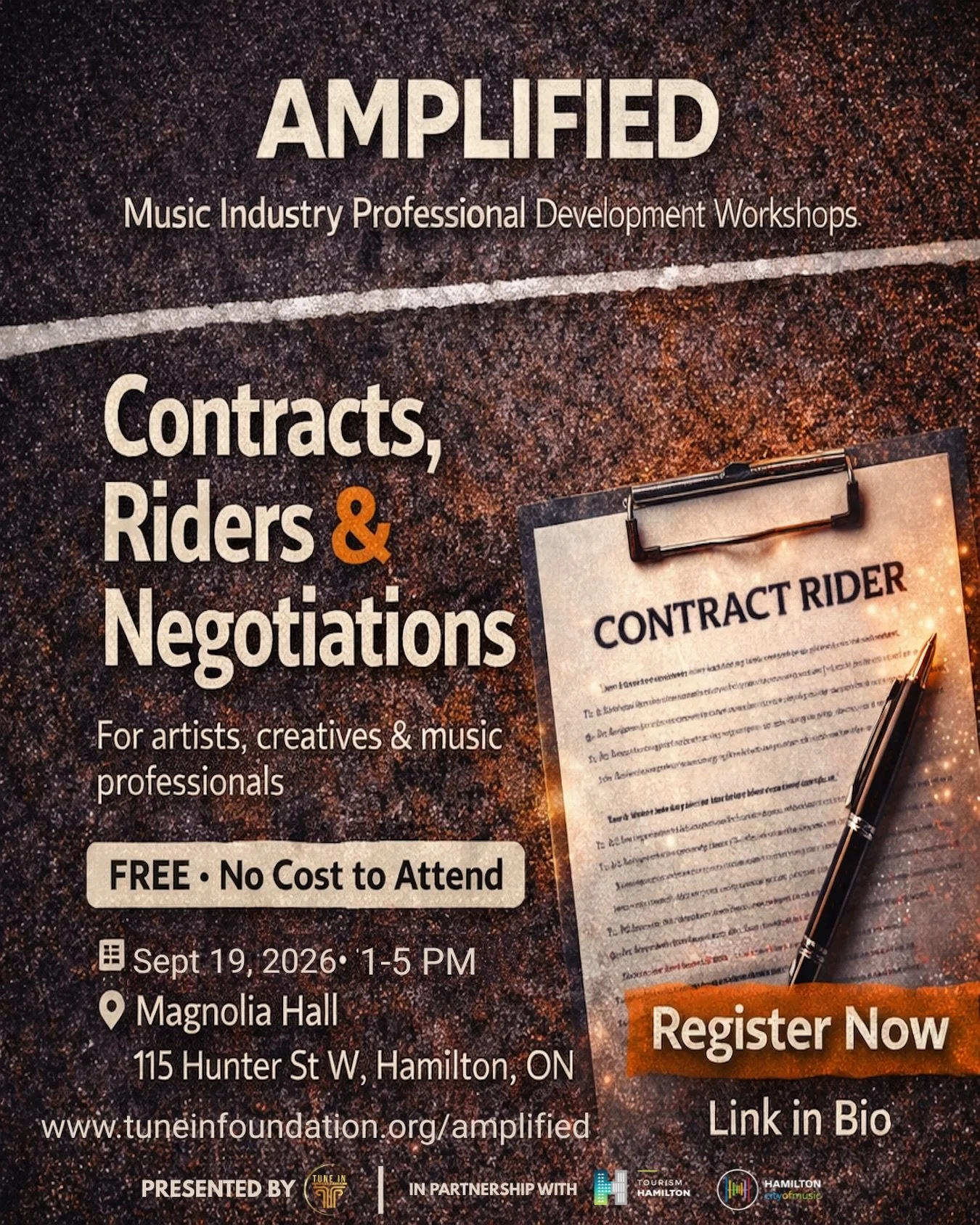 Artists, creatives &amp; music professionals 🚨 this one could save you from learning some expensive lessons the hard way. 👀📄

The next AMPLIFIED workshop is all about Contracts, Riders &amp; Negotiations, led by guest facilitator Sarah Falzon, Ent