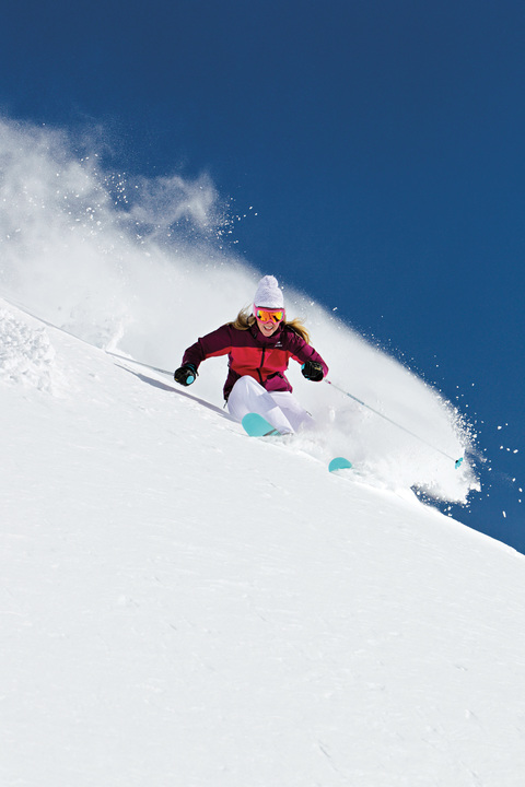 Let's not forget why we're here! Katie Van Riper rips it up at Snowbird. Dan Campbell | courtesy Ski Utah