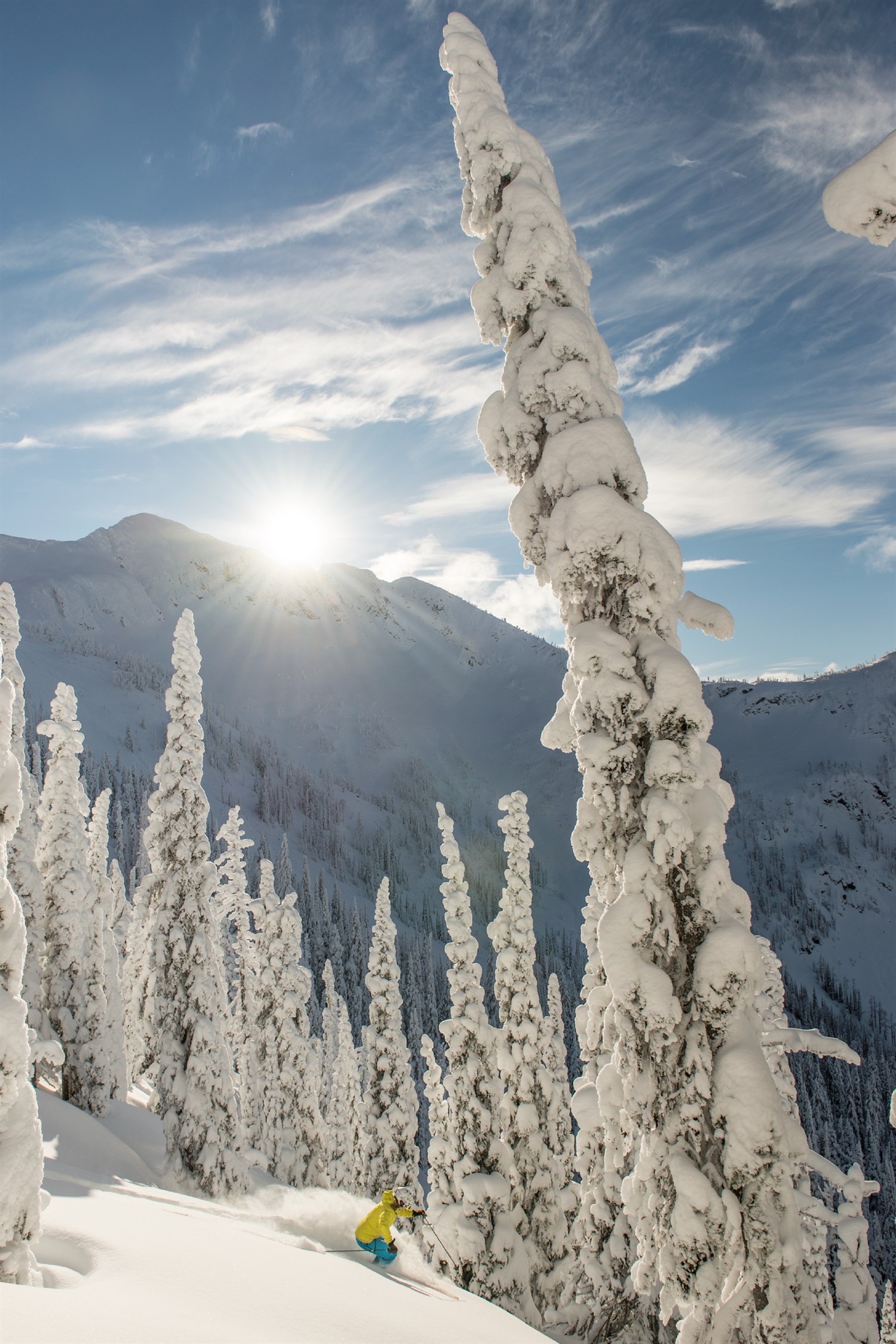 Drink perfect coffee and eat tasty treats at Oso Negro before or after excellent skiing like this at Whitewater Ski Resort ? Yes, please! © Kari Medig | Destination BC