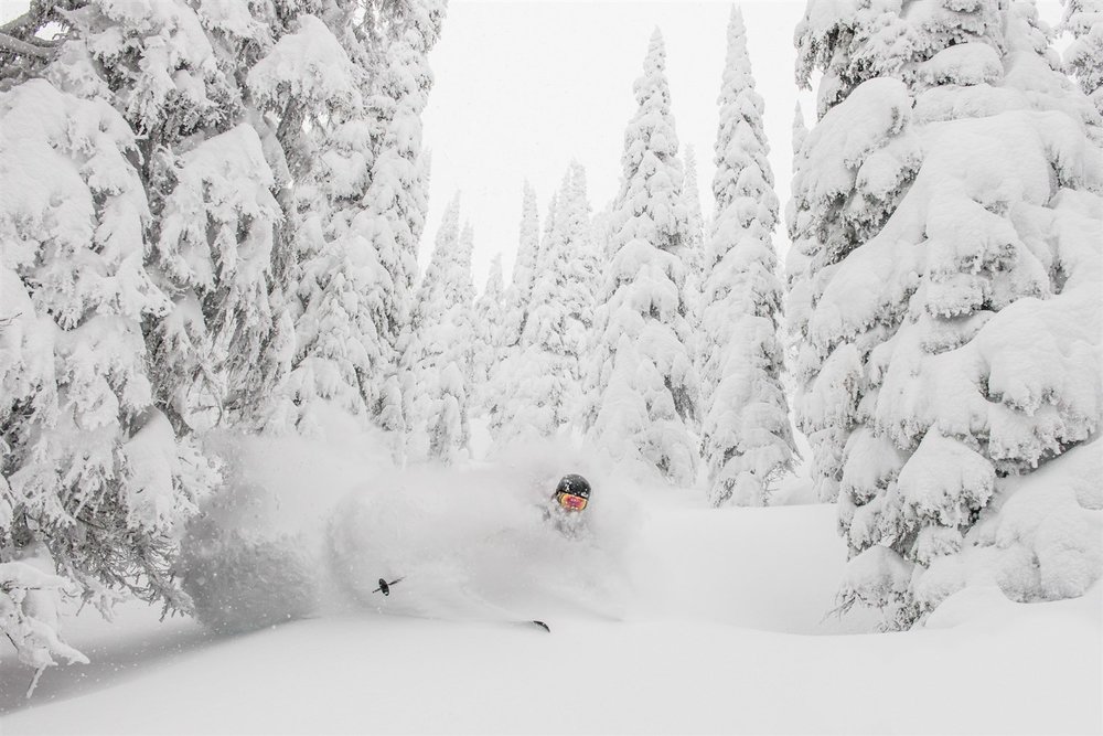 Snorkeling through powder is standard practice at western Canadian ski areas like Whitewater—and it works up an appetite! Good thing for great ski eats. Kari Medig | Courtesy Destination BC