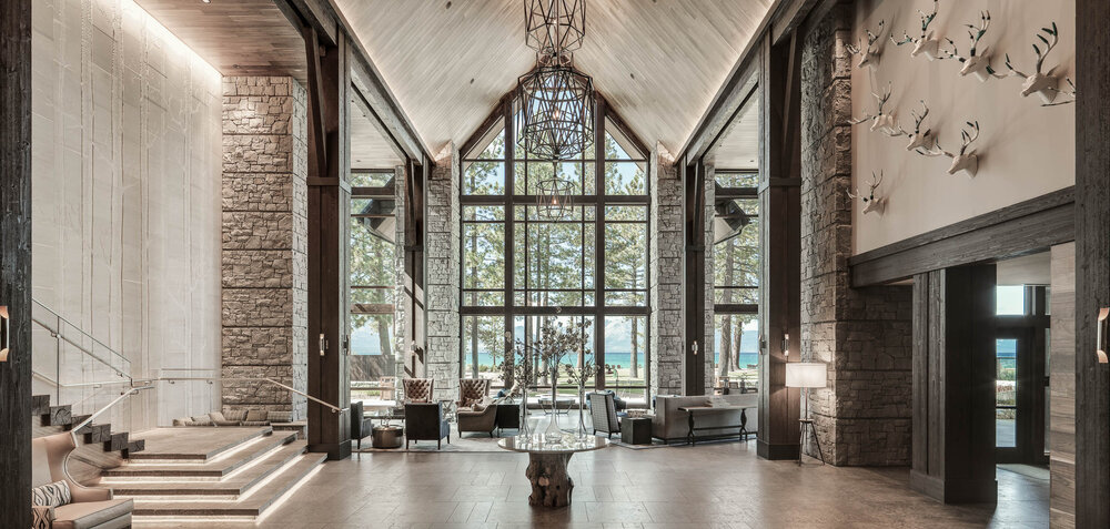  Inside the great room in Lodge at Edgewood Tahoe.  Thomas Hart Shelby | Courtesy Tahoe South  