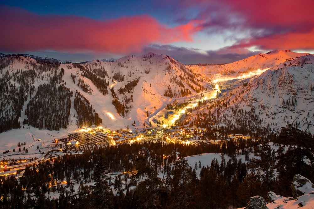  The Village at Squaw nestles in the heart of the Olympic Valley, at the foot of Squaw’s big terrain.  © Grant Kaye | Courtesy Squaw Alpine  