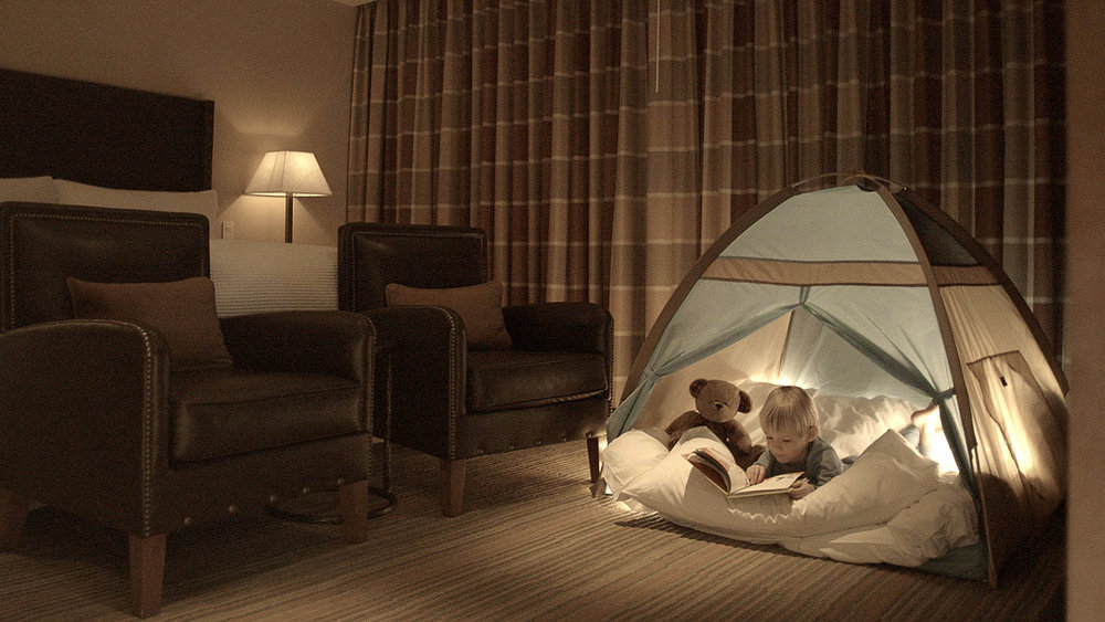  Indoor camping, complete with a teddy bear, gives sweet dreams to ski kids at the Ritz-Carlton, Lake Tahoe.  Courtesy Ritz-Carlton, Lake Tahoe  