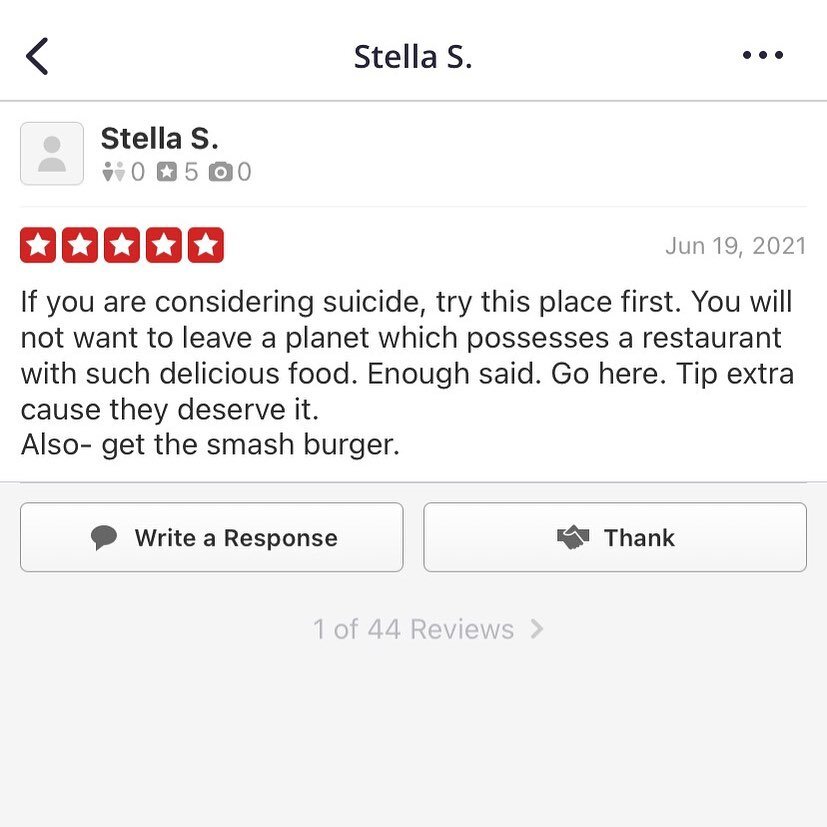 Best Yelp review ever? Thanks Stella! #pdxeats #smashburgers #eaterpdx