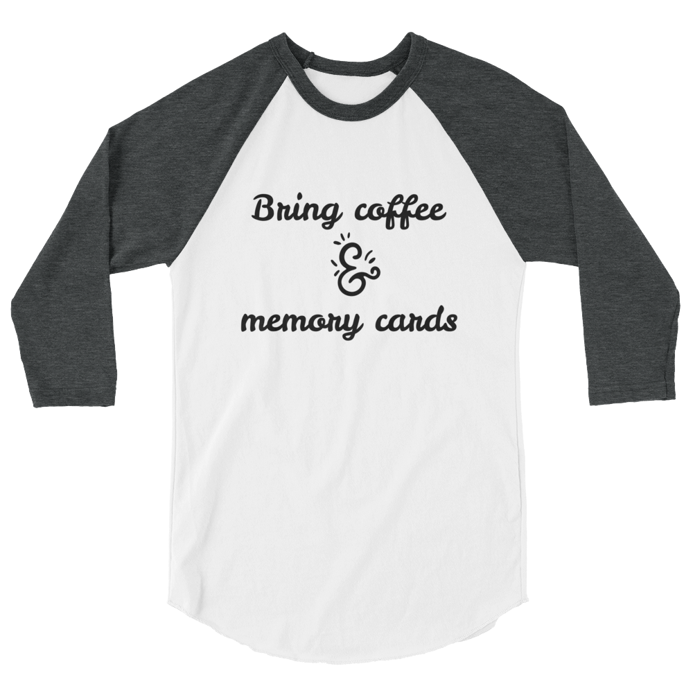 Bring coffee & memory cards t-shirt for birth photographers