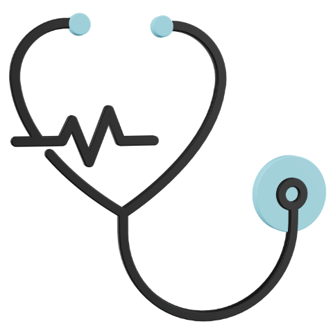 Graphic of a stethoscope with a heartbeat