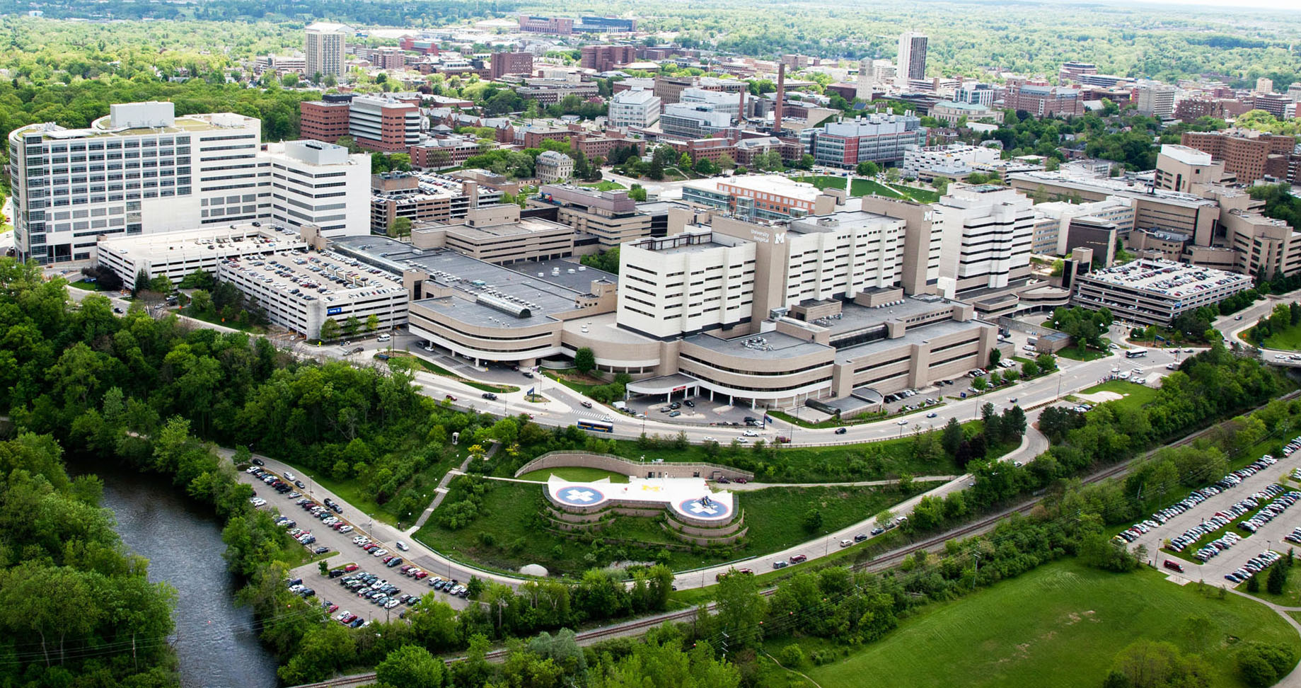 5/24/11 Aerials of UM Campus and Hospital and Ann Arbor area.