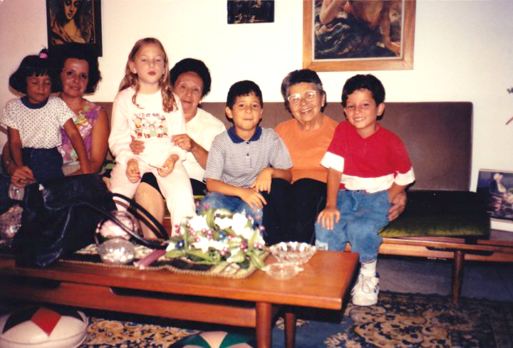posing for the camera with family in Los teques, Venezuela, 1992.