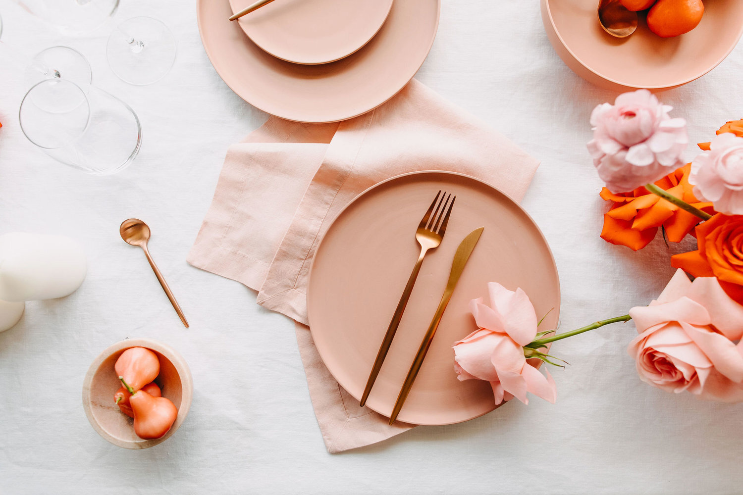 Side Serve Tableware Hire Perth Clay in Rose Curated Set