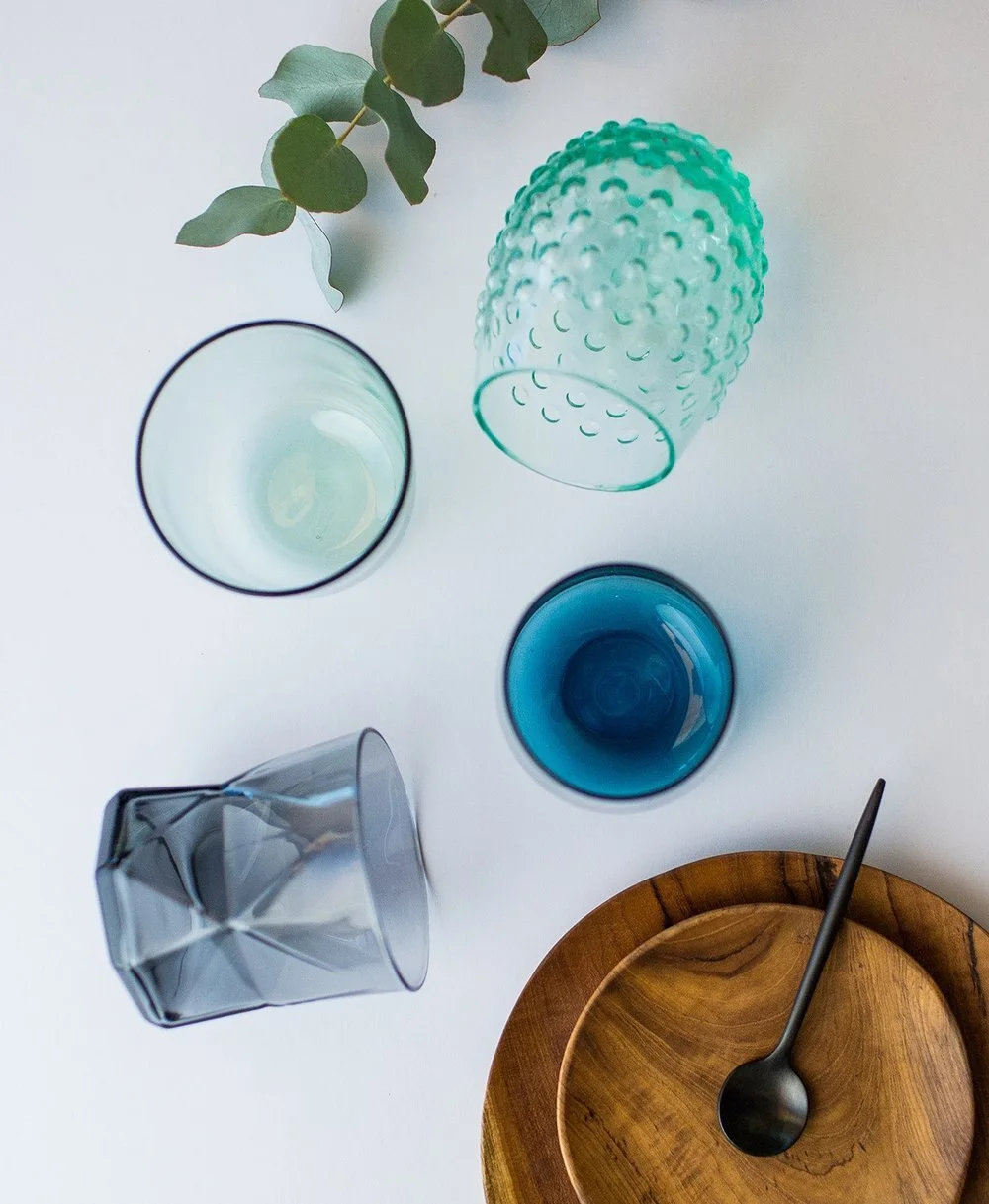 Side Serve Tableware Hire Perth Glassware Vintage Green Tumbler