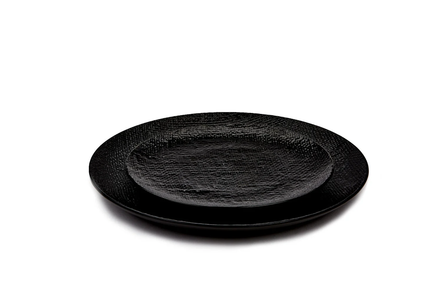 Side Serve Tableware Hire Perth Plates, Bowls, Chargers Knit Black Set