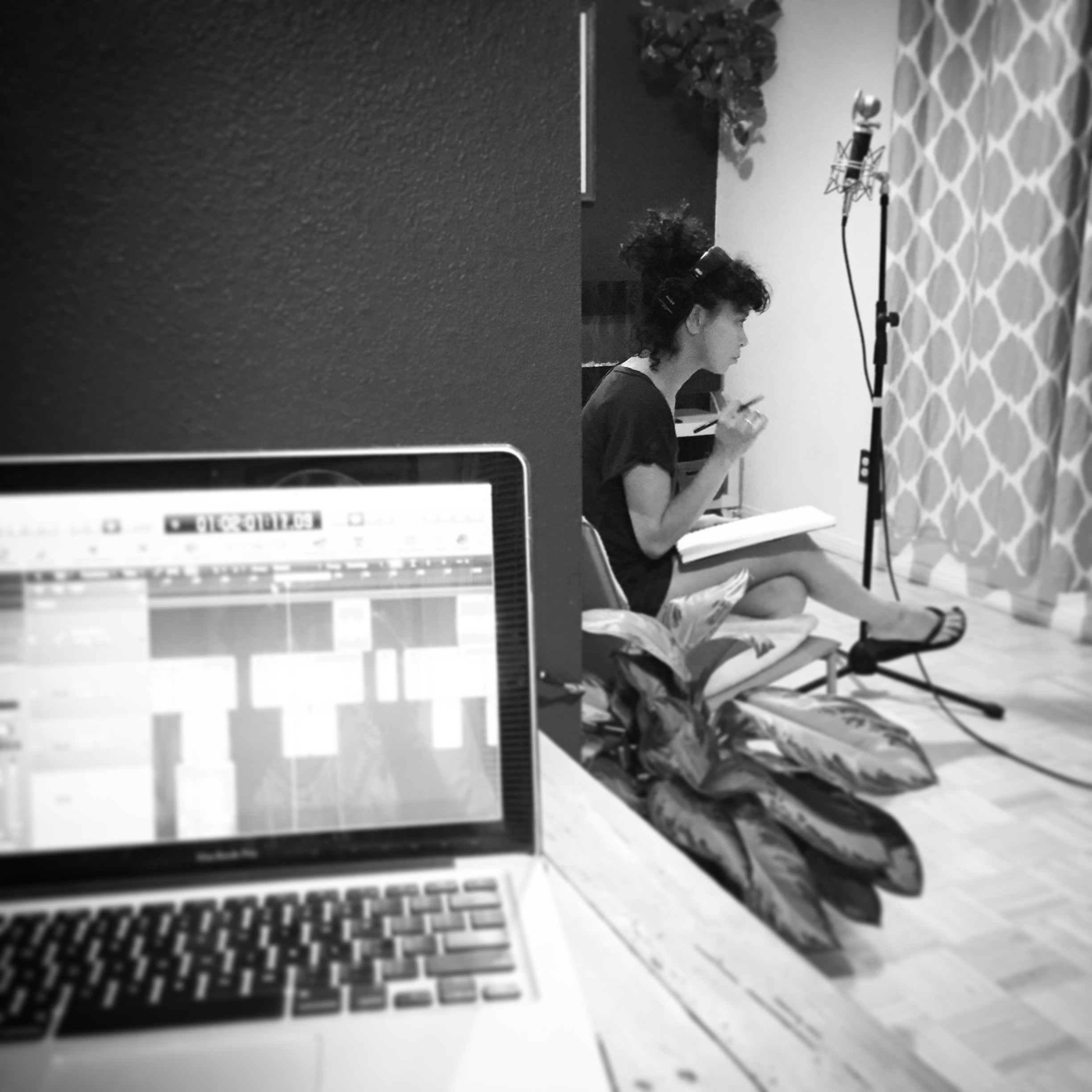  Celia Chavez working out background vocals, Joshua Tree, CA 