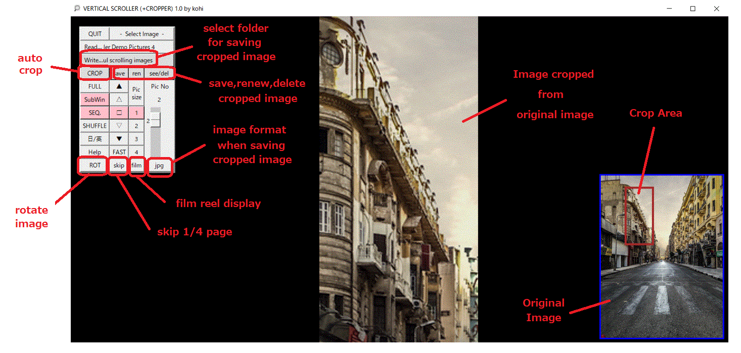 Added functions in Vertical Scroller + Cropper application