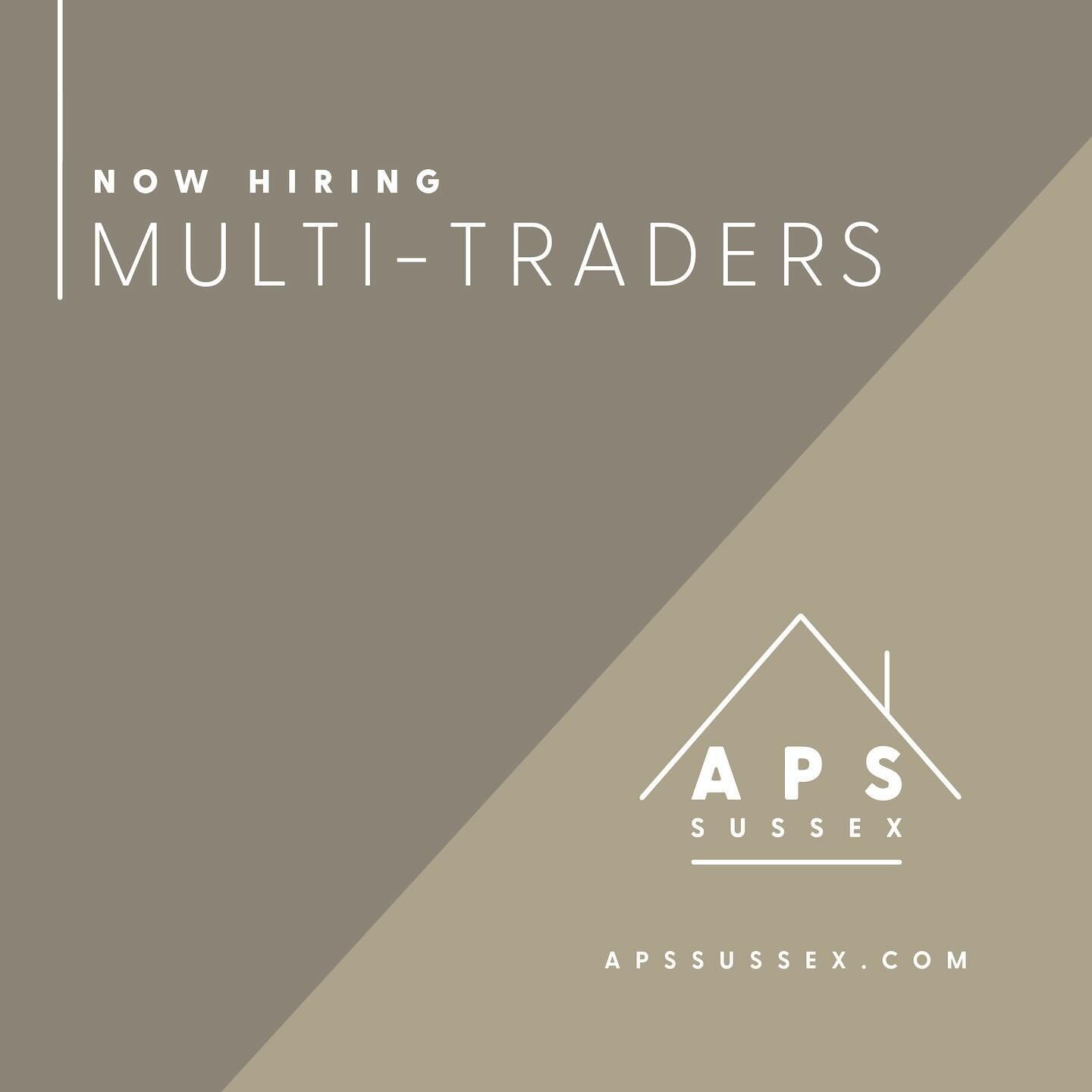 We're now hiring for experienced Multi-Traders. 

If you're looking for work send us an email to work@apssussex.com or DM us 📩