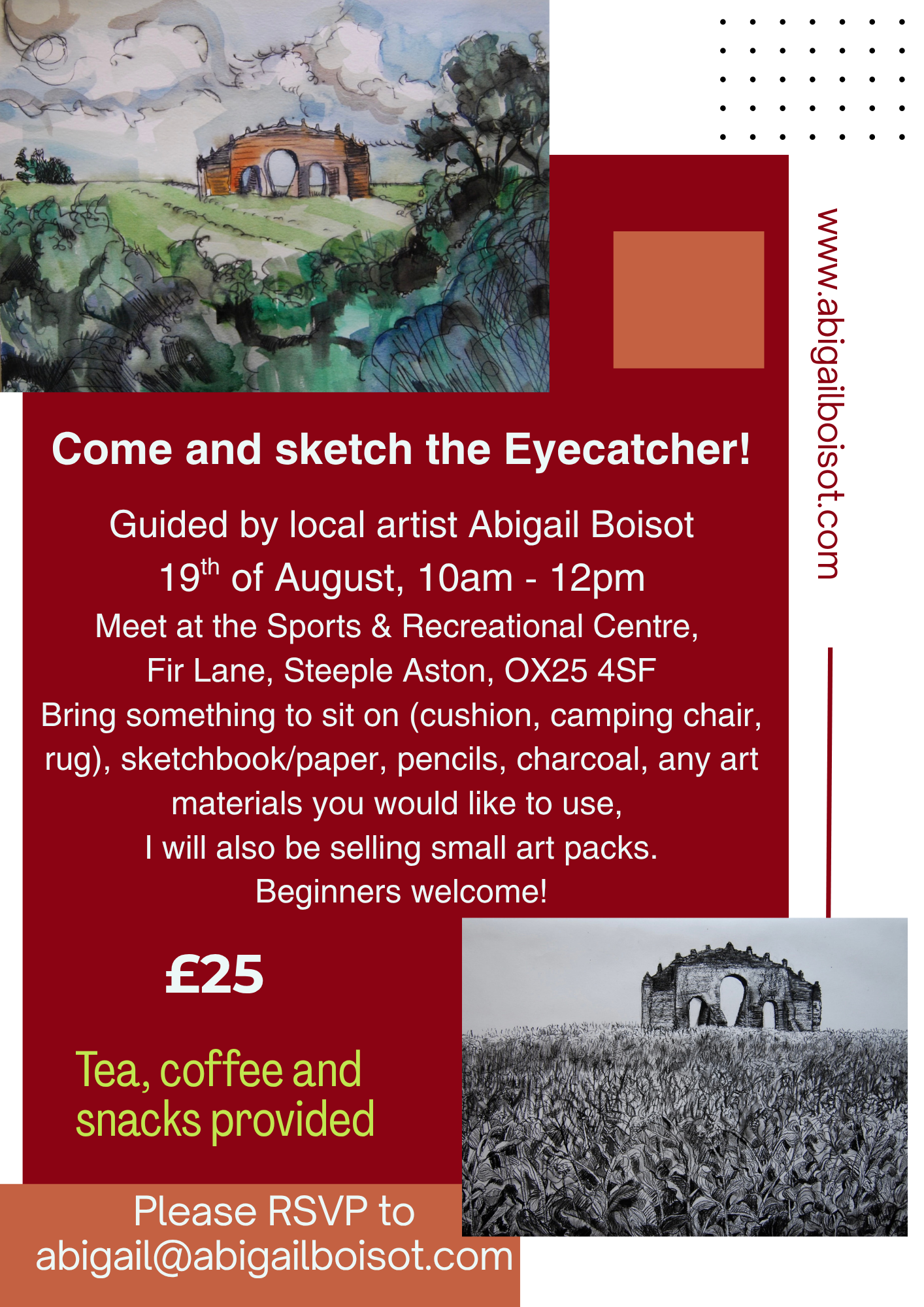 Sketching workshop in local village hall