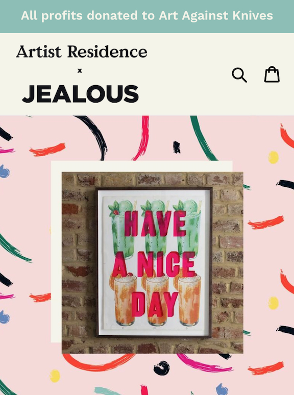 ARTIST RESIDENCE X JEALOUS GALLERY This spring, Artist Residence have teamed up with Jealous Gallery to curate a collection of 12 limited edition prints from some of their favourite artists for their guests to buy online, with all profits donated to us! Check out the Artist Residence site for more information and to get your hands on these exclusive artworks.