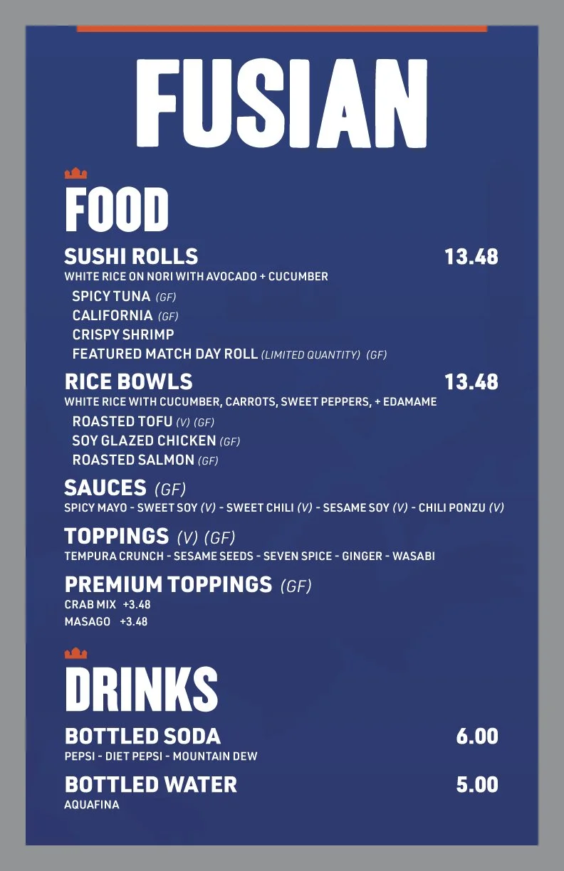 FC Cincinnati Menu