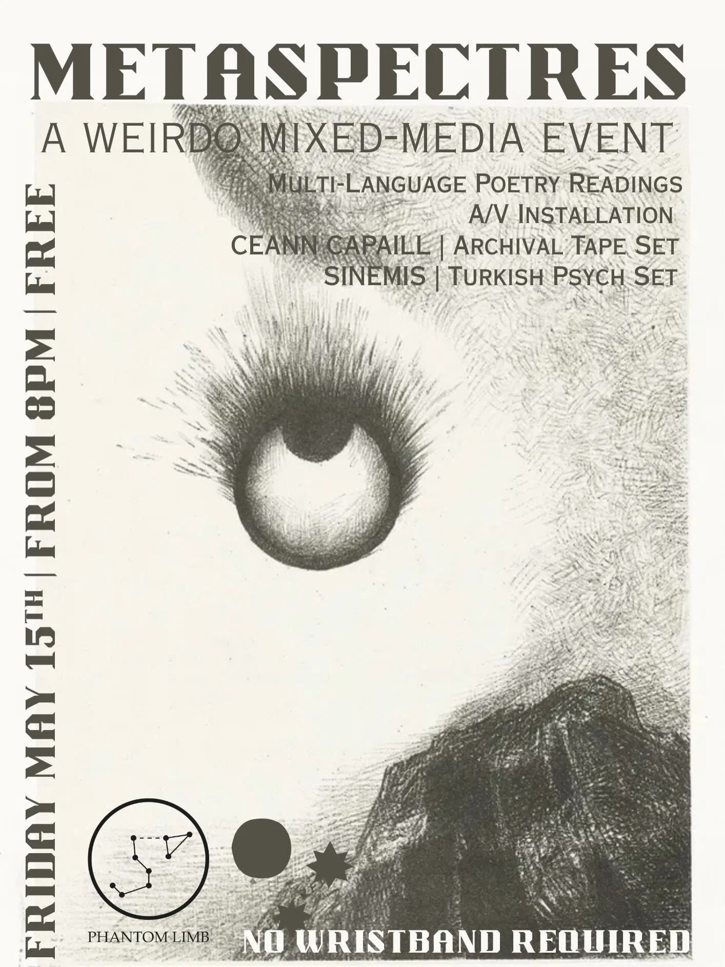 GREAT ESCAPE WEEKEND AT THE EARTH AND STARS 

on friday 15th may we welcome @phantom.limb for a takeover, with a performance from @ceanncapaill and a turkish psych dj set from sinemis, alongside other strange and wonderful elements. 
all free, drop i