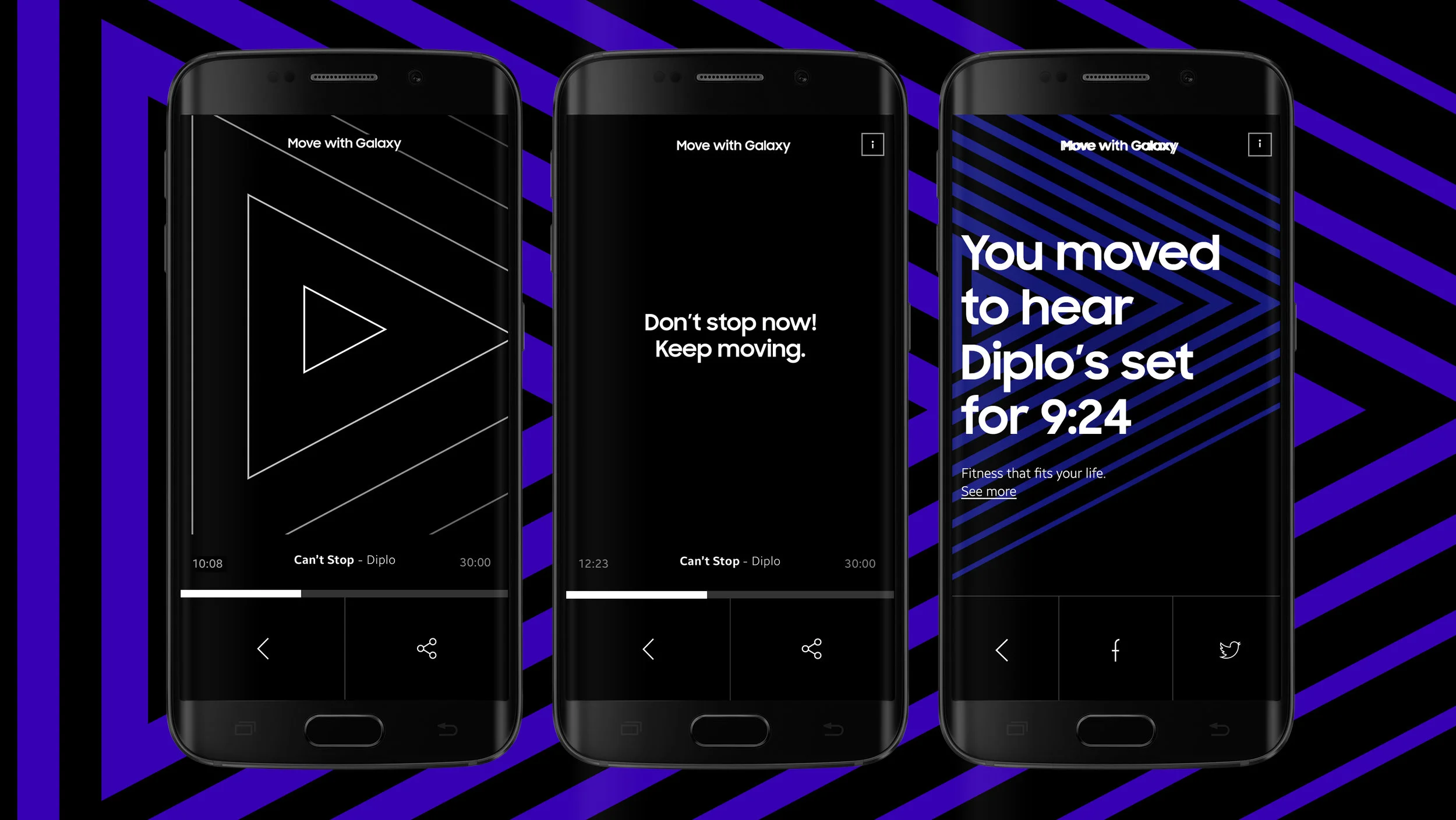 The mix Is housed in a mobile web app that uses your phone’s GPS and accelerometer to detect movement. When you move, it plays. When you stop, it stops.