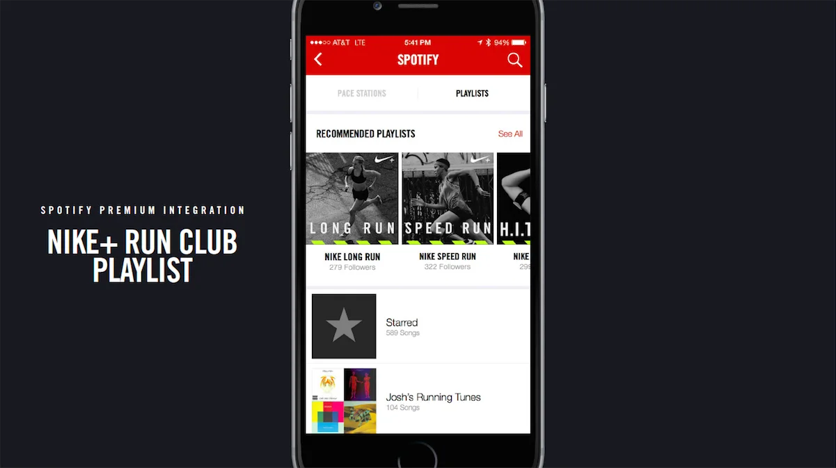 Runners can browse through recommended playlists, depending on their running preferences.