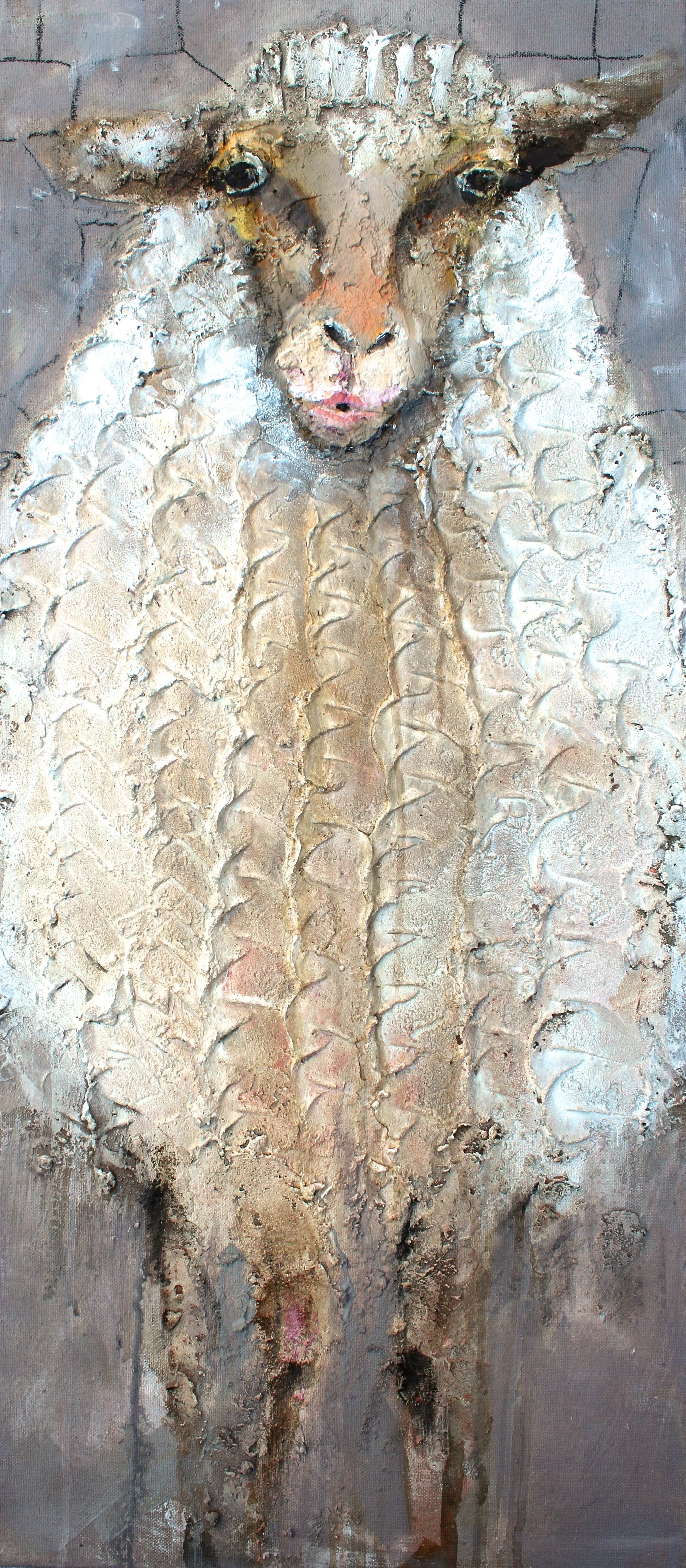 16- Laini( Afrika; die sanfte, die Weiche)2021, Mischtechnik Sand, 90x40.JPG