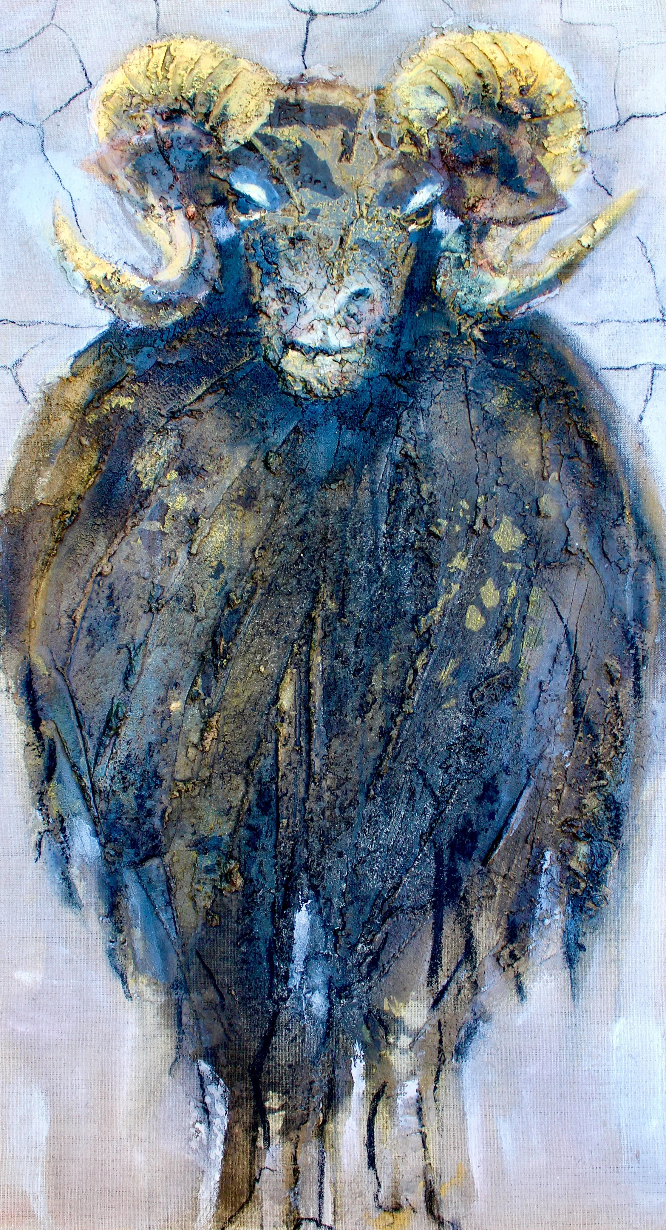 Merhawit,(Äthiopien, Eritrea; Leitfigur), 2026, Mischtechnik( Strukturmasse, Acryl, Kohle, 90x50.JPG