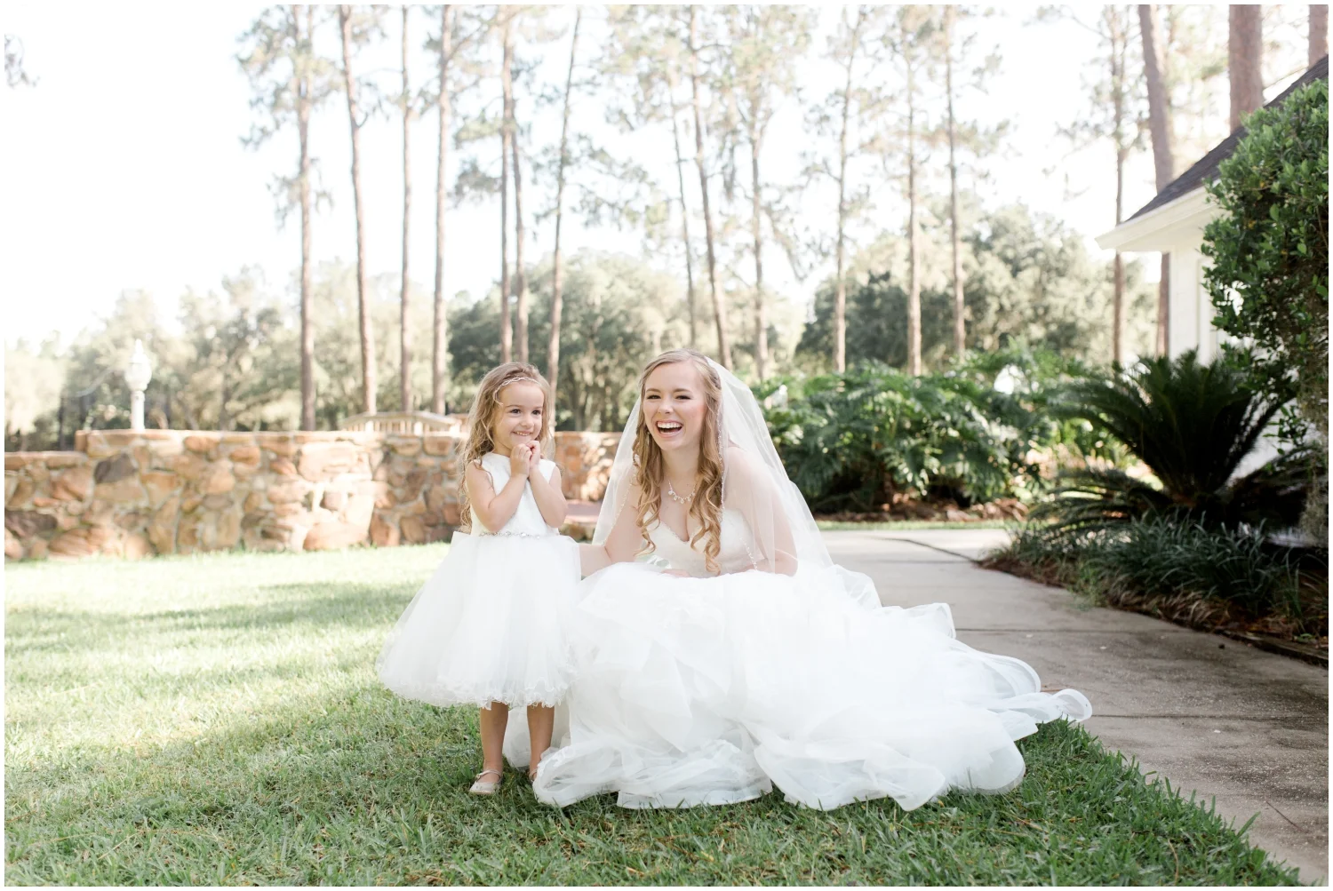 bride and the flower girl