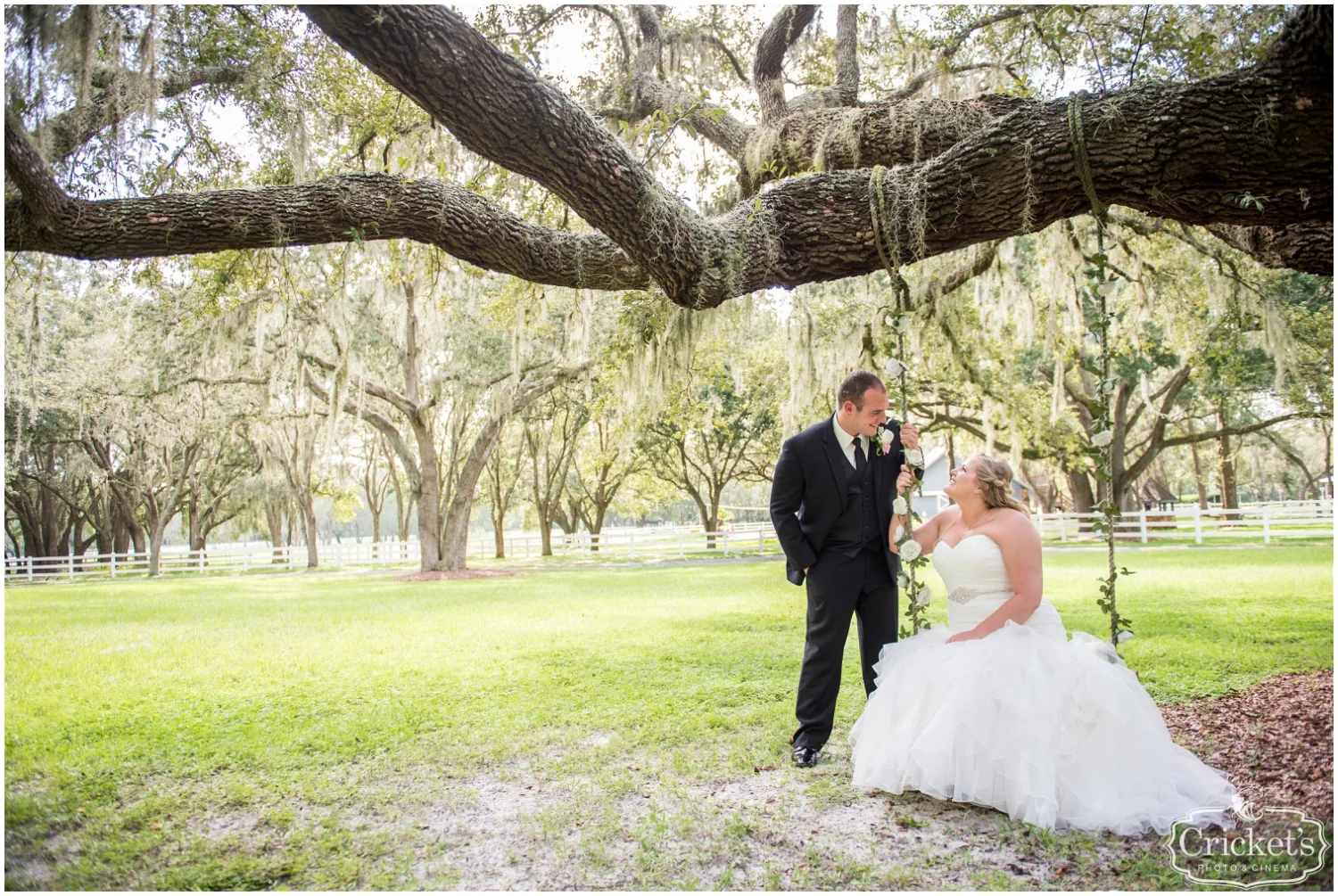 bride on the swing at Stonebridge Weddings & Events