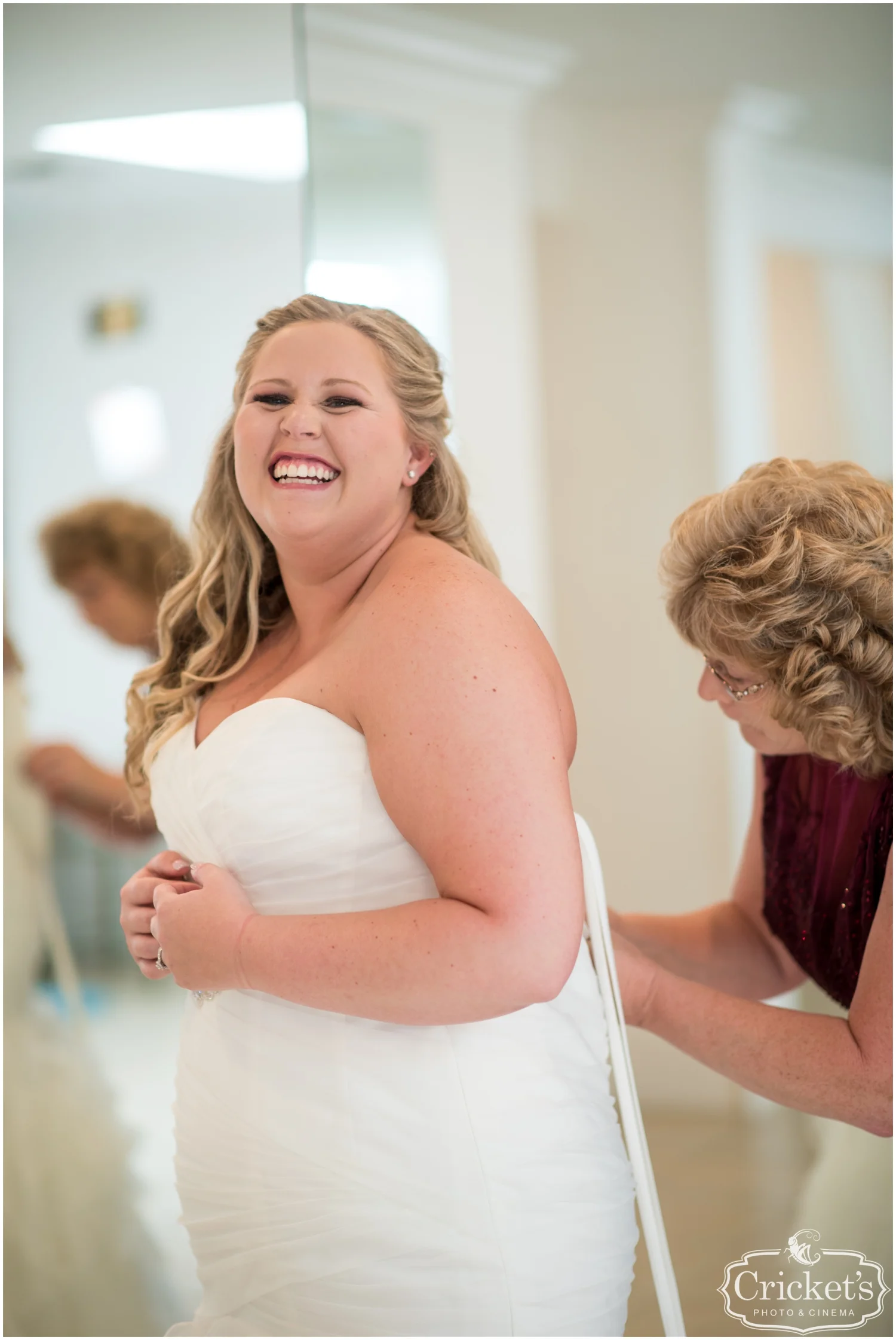 Bride smiling before her wedding