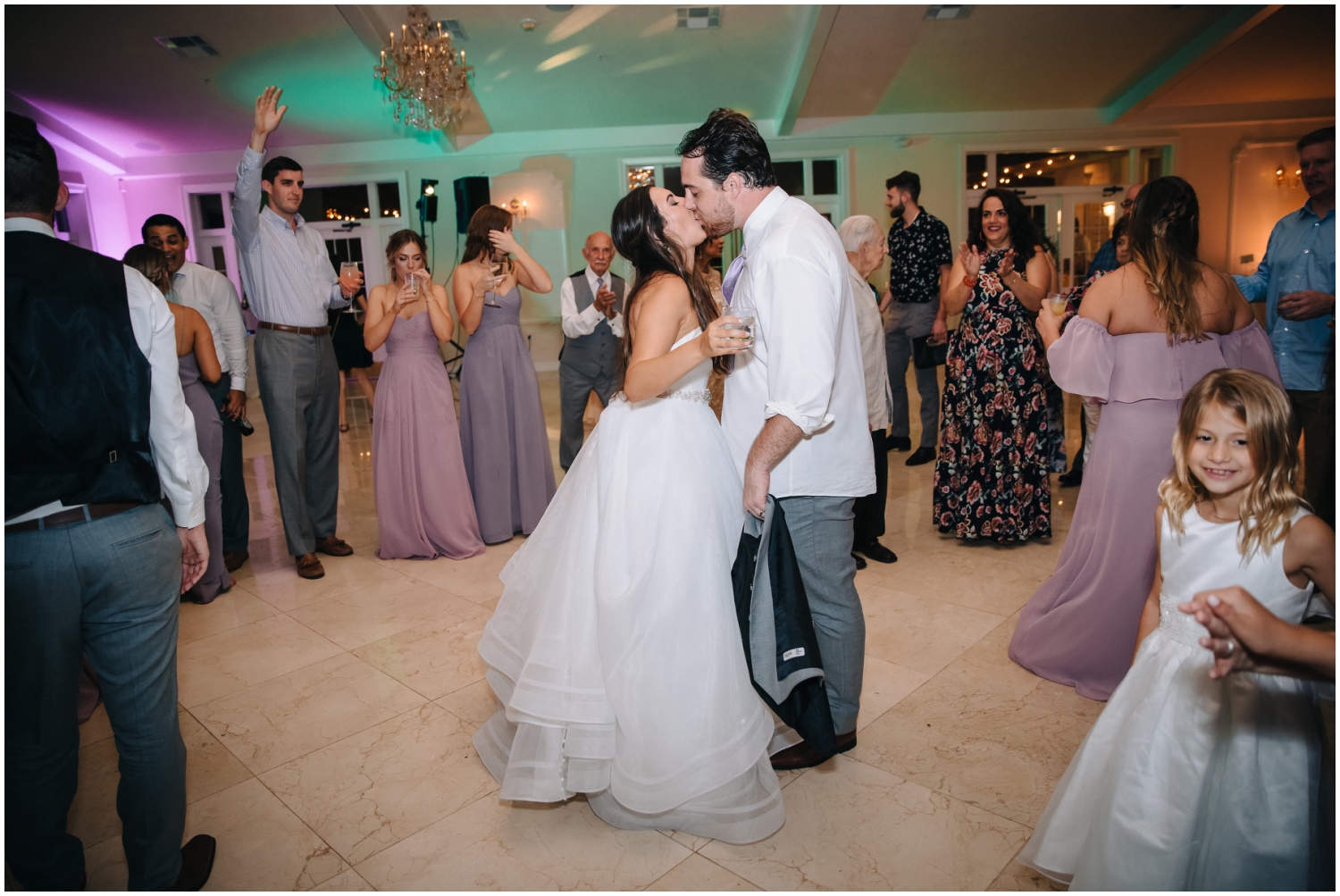 Bride and groom dancing
